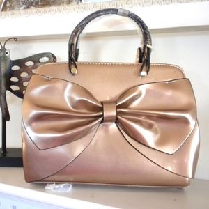 Shiny Bow Handbag Copper Bronze